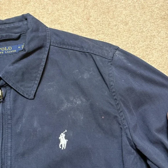 Polo Ralph Lauren Jacket Womens Medium Navy Full Zip Twill Bomber POLO Spell Out - Picture 7 of 16